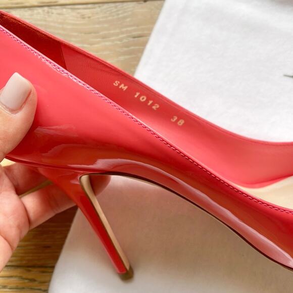 DIOR Cherie Patent Leather Pump Heels Coral Pink Size 38 / 7.5 - Picture 5 of 8